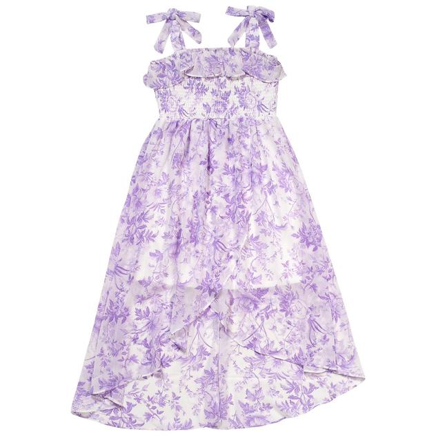 Girls (7-14) Rare Editions Bow Strap Hi Lo Floral Dress