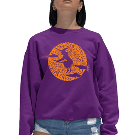 Plus Size LA Pop Art Spooky Witch Word Art Crewneck Sweatshirt