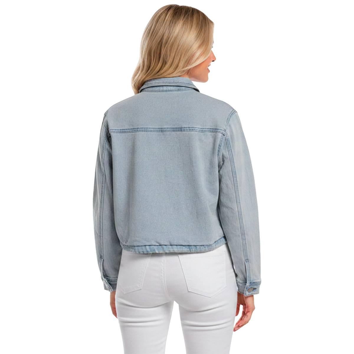 Womens Baccini Drawcord Waistband Cropped Denim Jacket