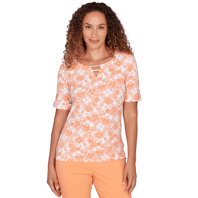 Womens Hearts of Palm All Sun and Games Abstract Floral Blouse