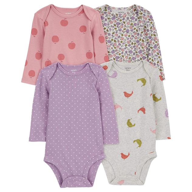 Baby Girl (NB-24M) Carter’s® 4pk. Long Sleeve Sweet Bodysuits