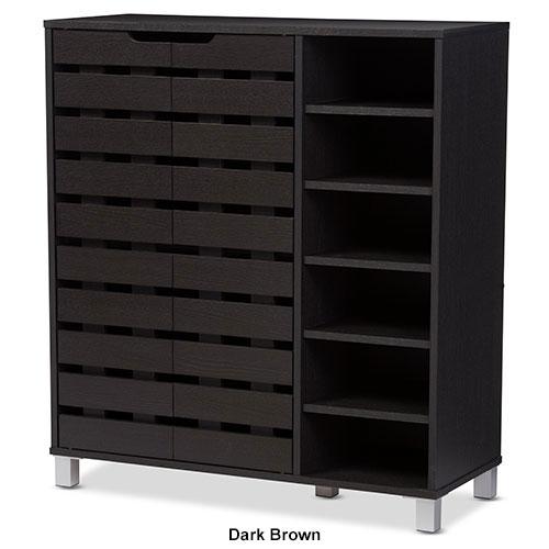 Baxton Studio Shirley Open Shelves 2 Door Shoe Cabinet