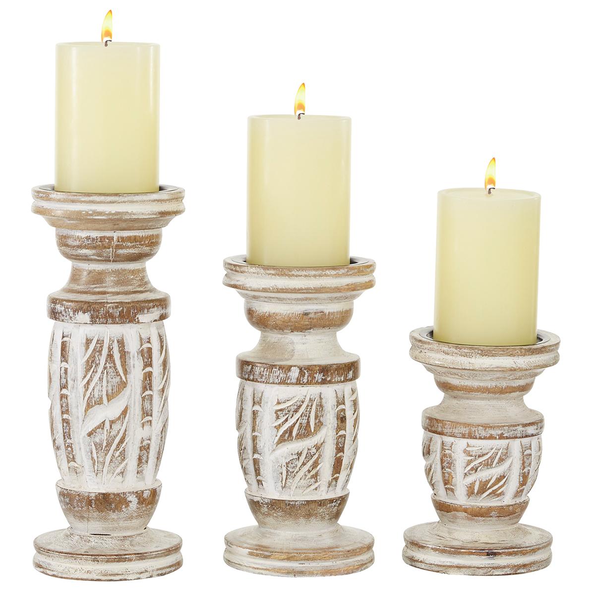 9th & Pike(R) Farmhouse-Style Wooden Candle Holders - Set of 3