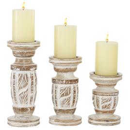 9th & Pike(R) Farmhouse-Style Wooden Candle Holders - Set of 3