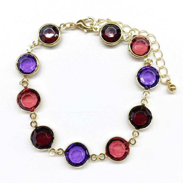Ashley Cooper™ Gold Multi Color Stone Link Bracelet