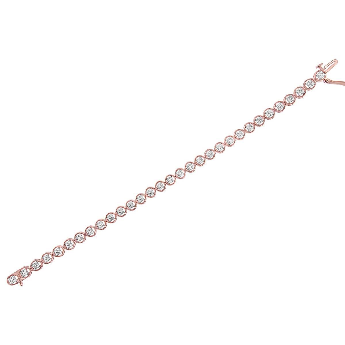 Haus of Brilliance 14kt. Rose Gold Plated Diamond Tennis Bracelet