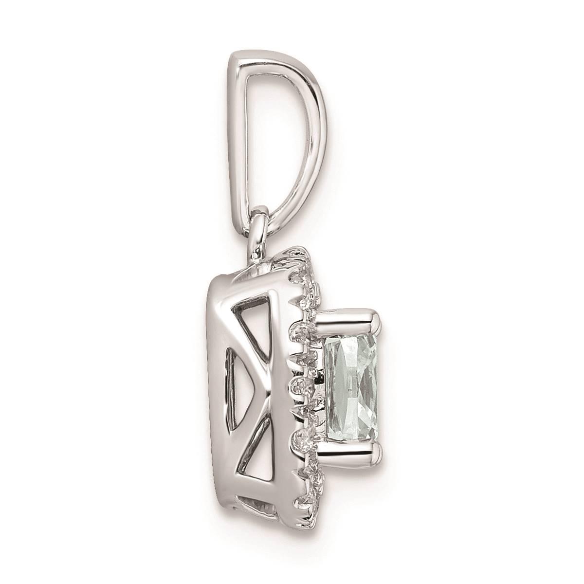 Pure Fire 14kt. White Gold Aquamarine Halo Pendant