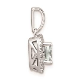 Pure Fire 14kt. White Gold Aquamarine Halo Pendant