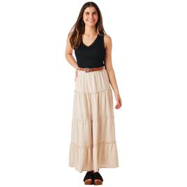 Juniors No Comment Challis Belted Tier Maxi Skirt