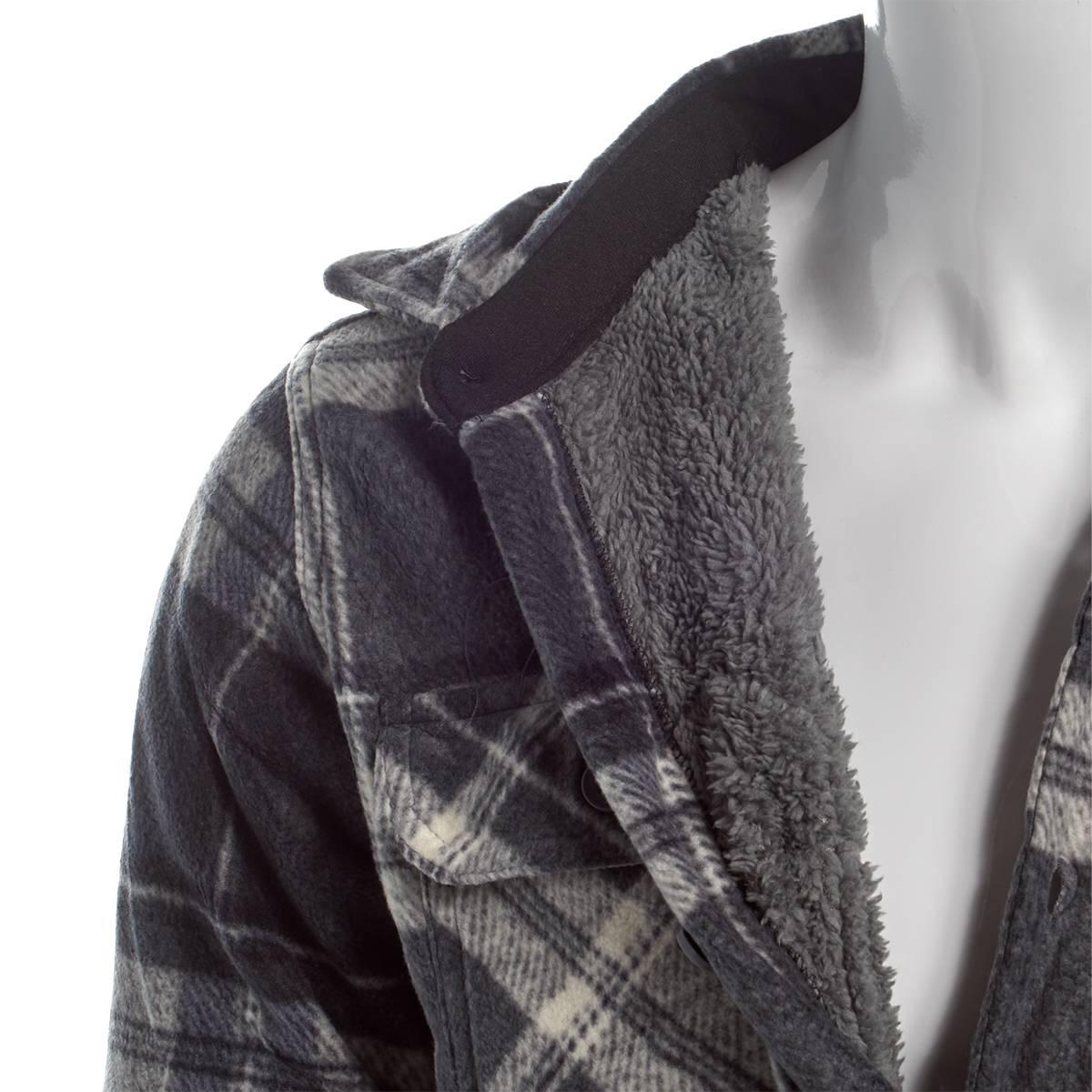 Mens Mountain Ridge Plaid Fleece CPO Jacket - Grey