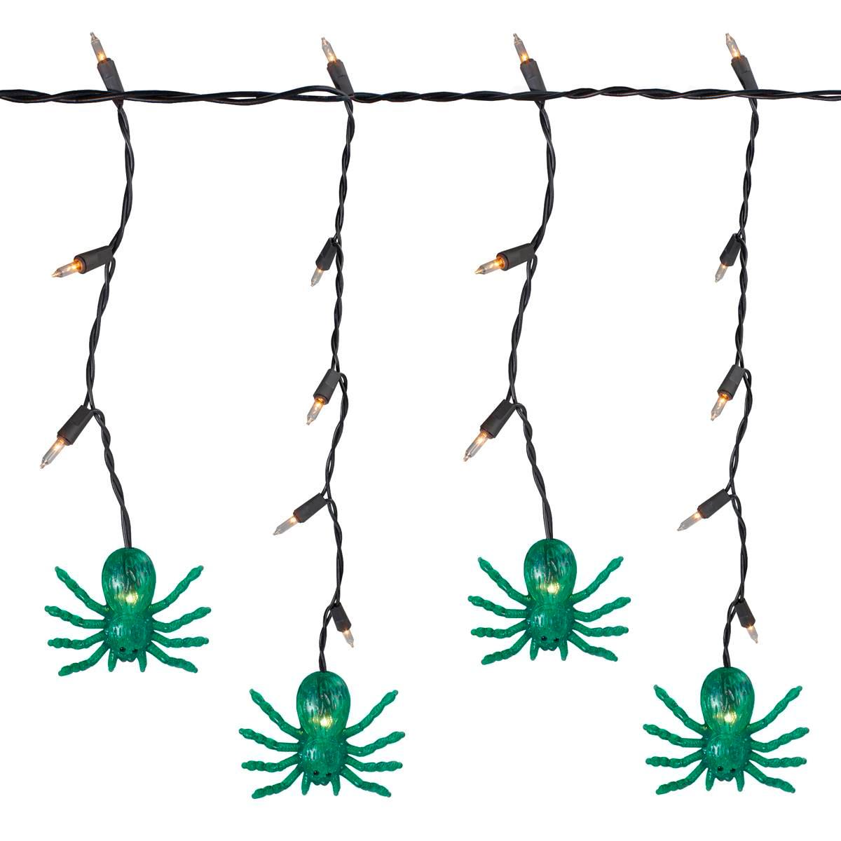 Northlight Seasonal 35ct. Green Spider Halloween Icicle Lights