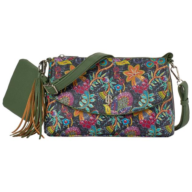 Julia Buxton Tess Floral Crossbody with Solid Coin Purse & Tassel