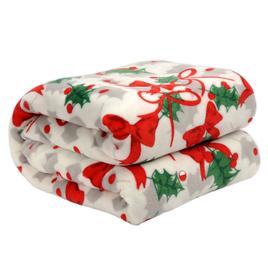 Kathy Ireland Festive Foliage Holiday Flannel Reversible Blanket