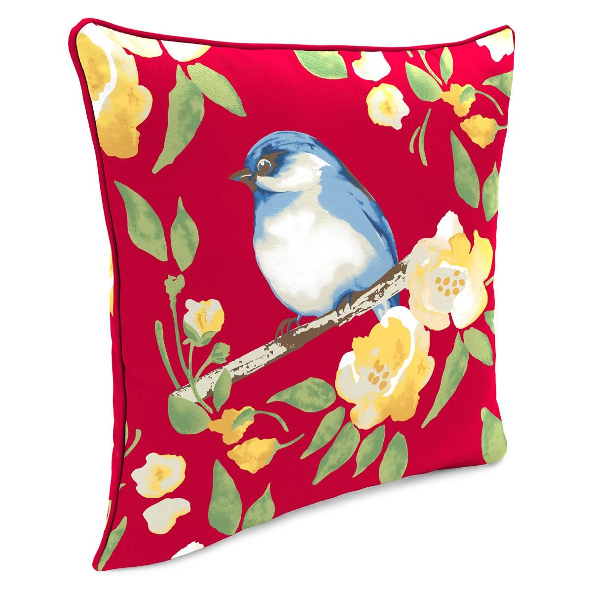 Jordan Manufacturing Bluebird Floral Outdoor Throw Pillow