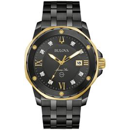 Mens Bulova Marine Star Black Bracelet Watch - 98D176