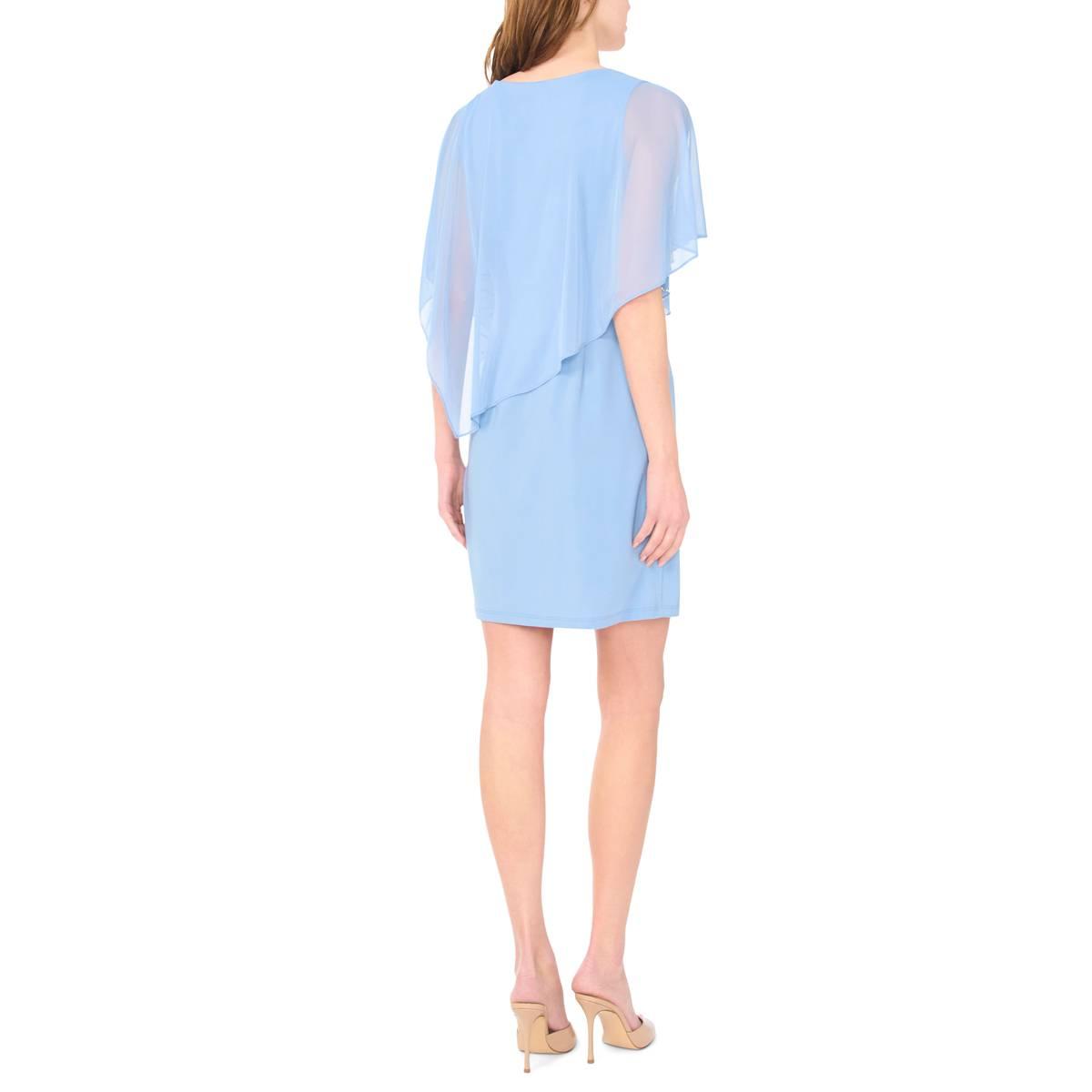 Womens MSK Pearl Floral Chiffon Overlay Shift Dress