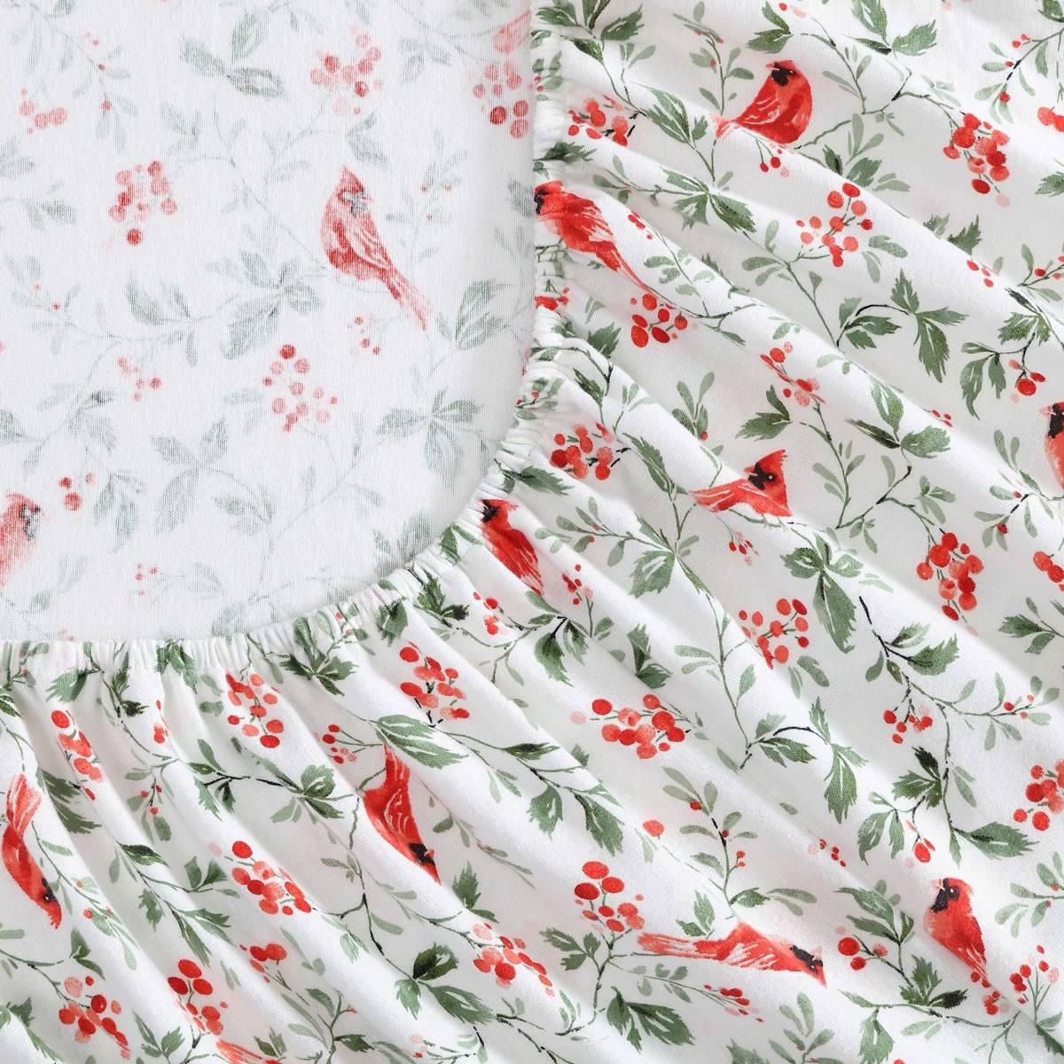 Laura Ashley Jolly Cardinals Cotton Flannel Sheet Set