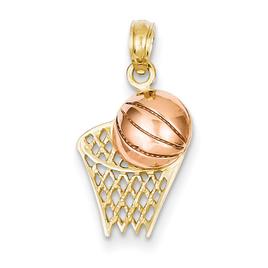 Unisex Gold Classics(tm) 14kt. Basketball Hoop & Ball Pendant