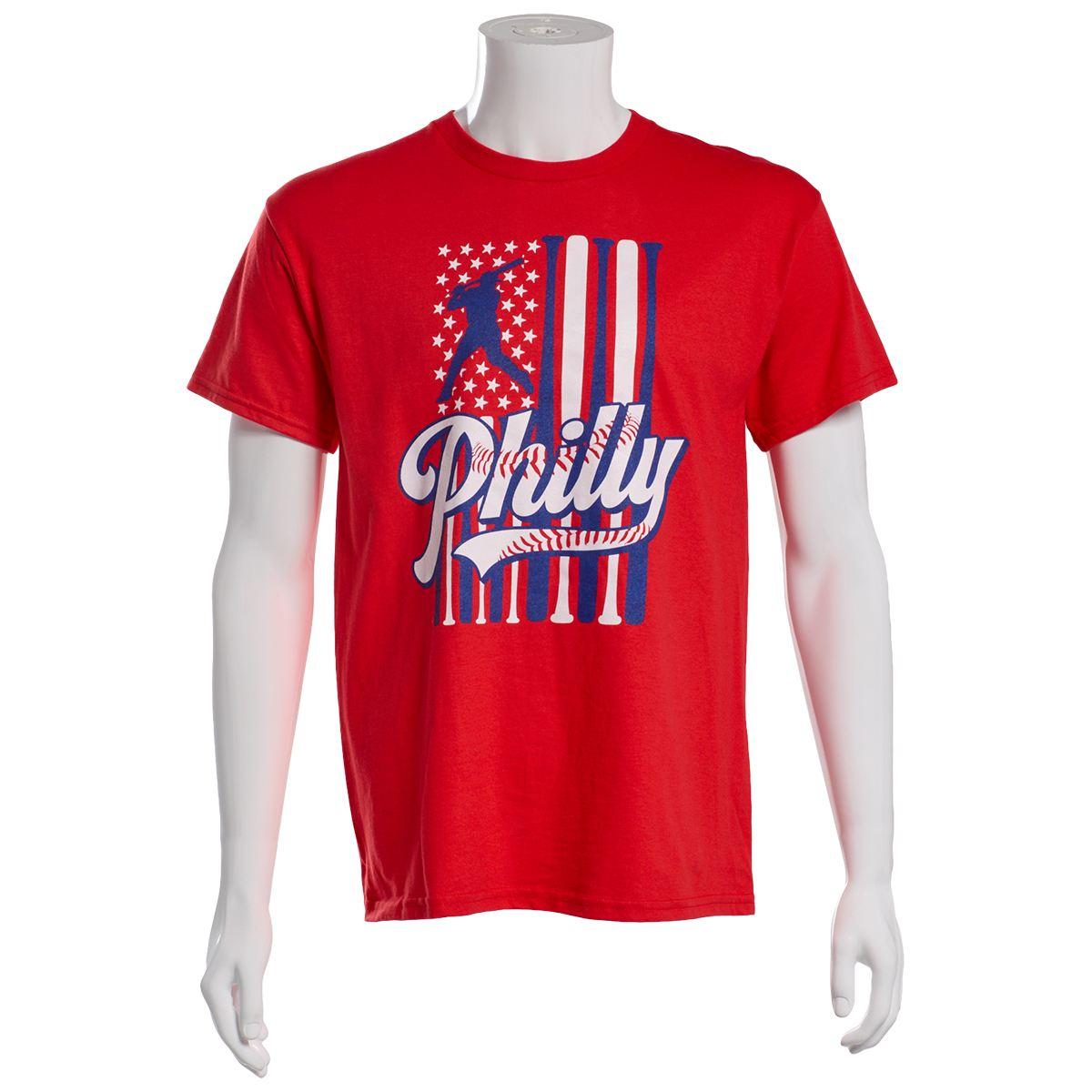 Mens Tailgate Philadelphia Baseball Bat Flag Tee