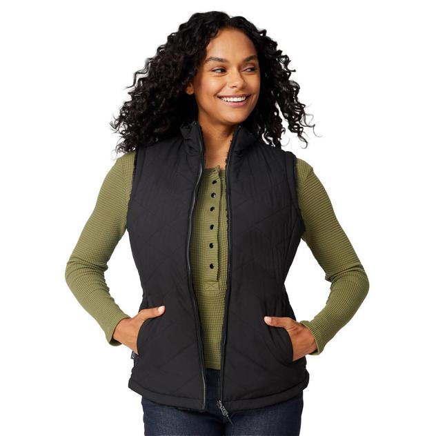 Womens Free Country Reversible Puffer Vest with Faux Fur Lining