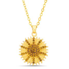Crystal Kingdom Multi-Color Crystal Sunflower Pendant Necklace