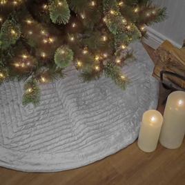 National Tree 60in. Quilted Velvet Silver Tree Skirt