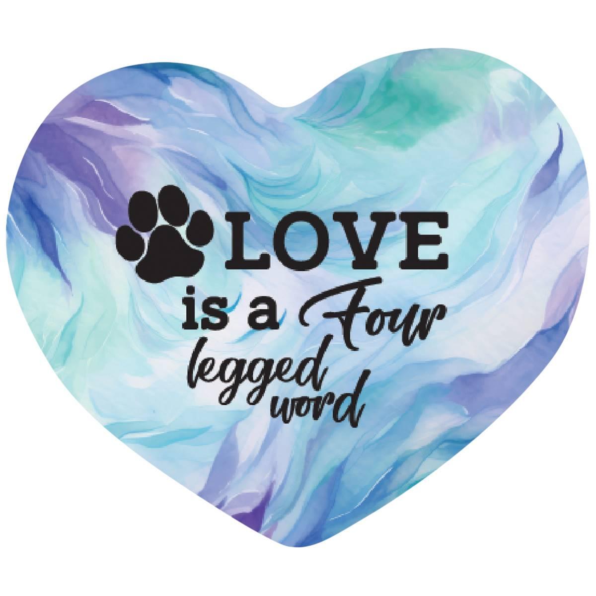 Love is a Four Legged Word w/ Paw Print Heart Garden Stone