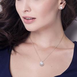 Gemstone Classics™ White Pearl & Diamond Earrings & Pendant Set
