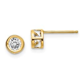 Gemstone Classics(tm) Yellow Gold 4mm. White Topaz Earrings