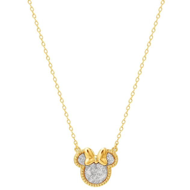 Disney Minnie Mouse Yellow Gold Plated Glitter Pendant Necklace