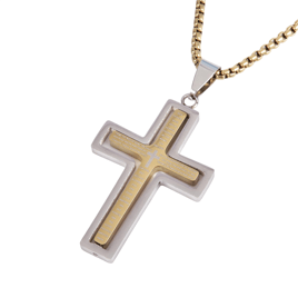 Mens Iron Saints Our Father Prayer Spinner Cross Chain Necklace