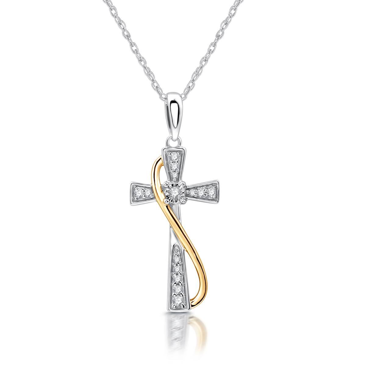 Nova Star(R) 1/10cttw. Two-Tone Lab Grown Diamond Cross Pendant