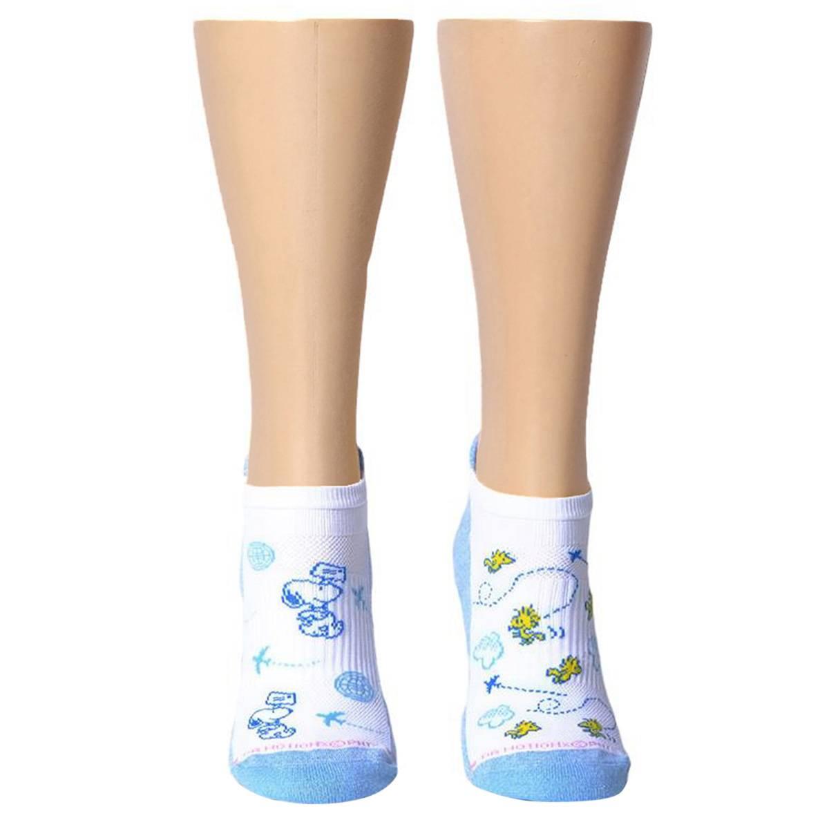 Womens Dr. Motion 2pk Snoopy Blue Compression Ankle Sock