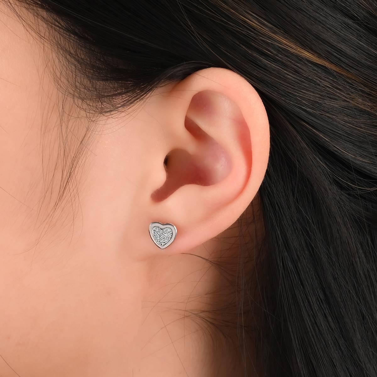 Forever New Sterling Silver Heart, CZ, & Ball Stud Earrings Set