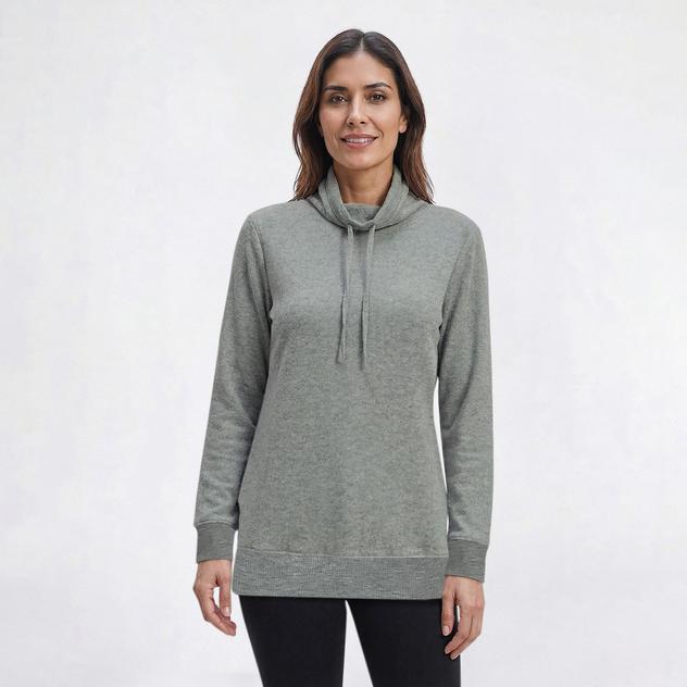 Petite Architect® Long Sleeve Funnel Neck Hacci Sweatshirt