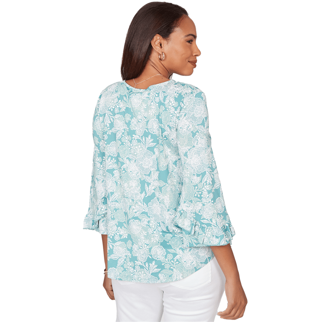 Petite Ruby Rd. Renaissance Romance 3/4 Ruffle Sleeve Blouse
