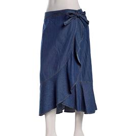 Juniors A. Byer Denim Ruffle Side Tie Wrap Skirt