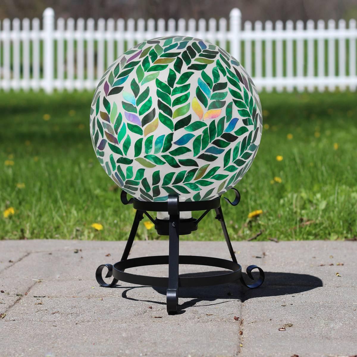 Northlight Seasonal Mosaic Iridescent Leaves Garden Gazing Ball