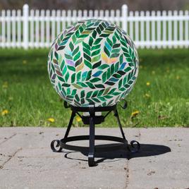 Northlight Seasonal Mosaic Iridescent Leaves Garden Gazing Ball