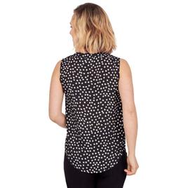 Womens Emaline Essentials Sleeveless V-Neck Polka Dot Blouse