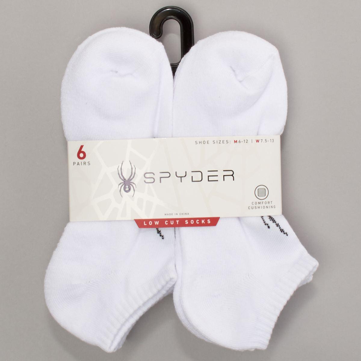 Mens Spyder 6pk. Mesh Low Cut Socks - White