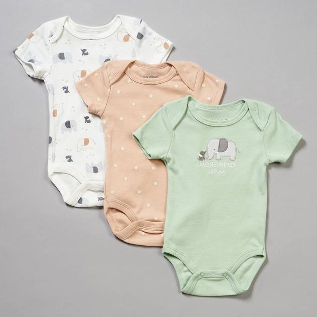 Baby Unisex (NB-9M) baby views® 3pk. More Hugs Elephant Bodysuits