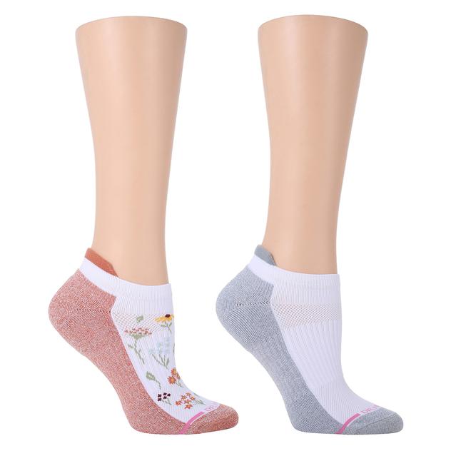 Womens Dr. Motion 2pk. Flower Low Cut Socks