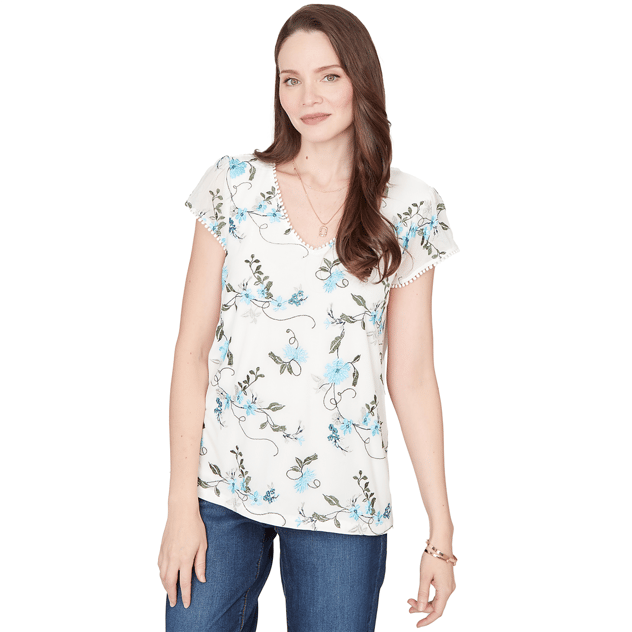 Womens Skye’s the Limit Fresh Start Floral Embroidery Blouse