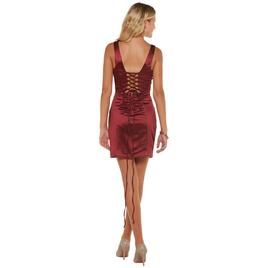 Juniors Emerald Sundae Satin Lace-Up Back Corset Sheath Dress