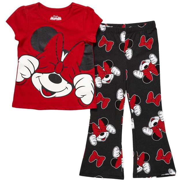 Girls (4-6x) Disney Minnie Peek-A-Bow Tee & Flared Leggings Set