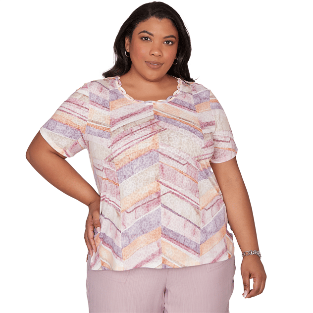 Plus Size Alfred Dunner Vintage Charm Leopard Chevron Blouse