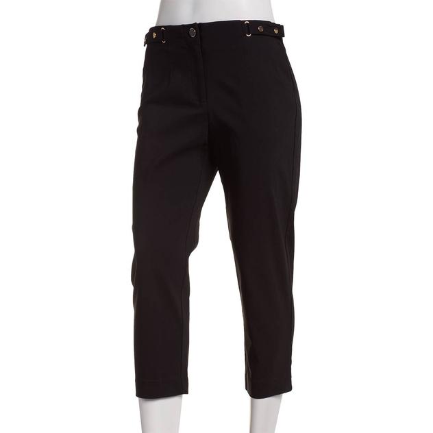 Petite Zac & Rachel Solid Functional Button Slim Leg Pants