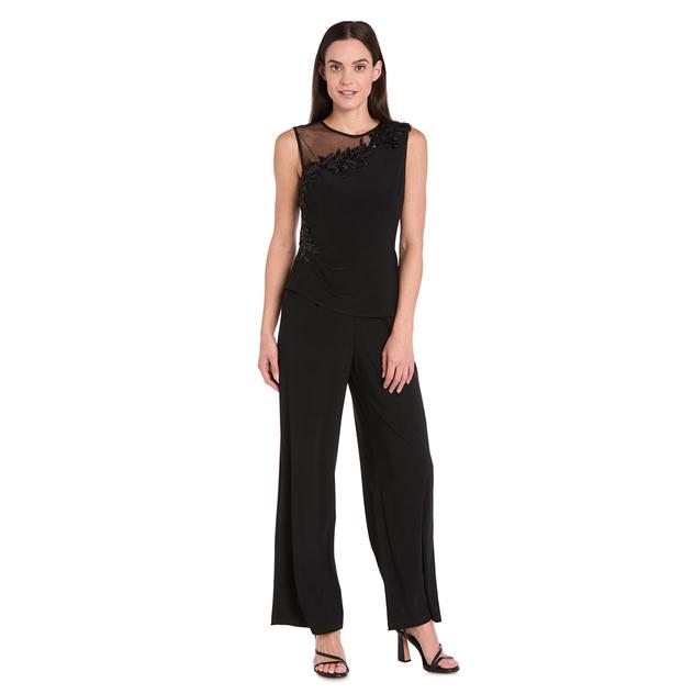 Womens R&M Richards Sleeveless Illusion Neck Jumpsuit