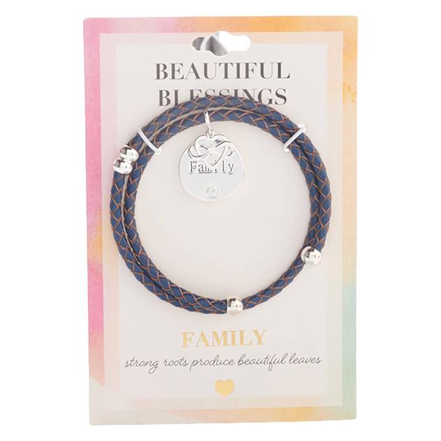 Beautiful Blessings Leather Coil Family Circle Charm Bracelet